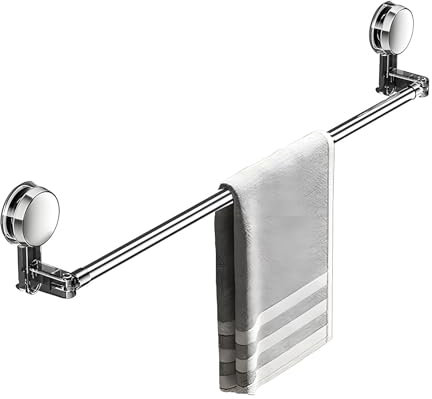 Verstellbarer Eck-Handtuchhalter, platzsparende Handtuchstange für Bad oder Küche, Teleskop-Handtuchhalter mit starken Saugnäpfen(Schwarz,65-130cm)