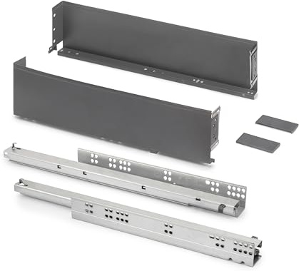 Emuca - Cajón exterior Simplex 25kg de altura 122mm, profundidad 490mm, Acero, Gris antracita