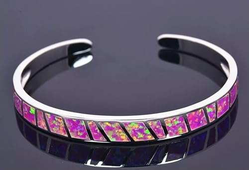 Mode Feine Lila Feuer Opal Armreifen 925 Splitter Schmuck Für Frauen Mädchen