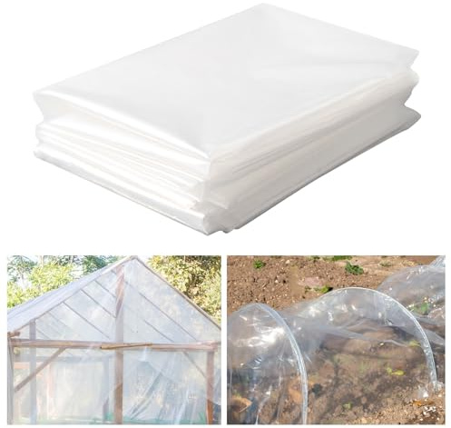 SuQurtom 3M X 4M Heavy Duty Polythene Plastic Sheeting, Thickened Clear Plastic Dust Waterproof Sheets, Garden & Building Cover Sheets for Insulation, Rubble Protection & Gardening