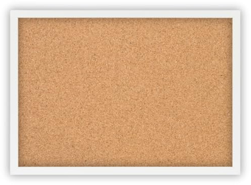 Clamaro Memo anslagstavla, kork 30 x 20 med ram | vit matt | korkvägg med MDF-träbildramar och metallhängare (Qerformat och porträttformat) | inkl. 10 häftstift