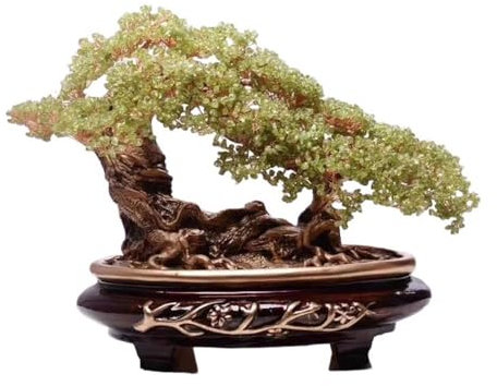 GLigeT Glücksbaum Kristall-Geldbaum-Bonsai for Reichtum, Glück und Glück, Ornament for den Weinkühler zu Hause Pfennigbaum Kristall(Green)