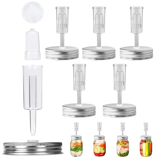 Mason Jar Fermentation Deckel Plastik Fermentation Kit enthält 6 fermentierende Deckel und 6 Luftschleusen 2, 76 regulärer Mund (Gläser nicht enthalten)