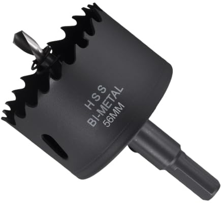 METALLIXITY Kit de Scie Cloche Bi-Métal 56mm (2-13/64), Fraiseuse à Trou en Acier Rapide M42 avec Mèche Centrale, Clé hexagonale et Ressort - pour Tôle Métallique, Bois, Noir