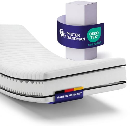 Mister Sandman Matelas 140x200, Épaisseur 15 cm, Mousse Froide Ergonomique 7 Zones de Confort, Soutien Ferme, Housse Lavable, Certifié Oeko-TEX, Fabriqué en Allemagne