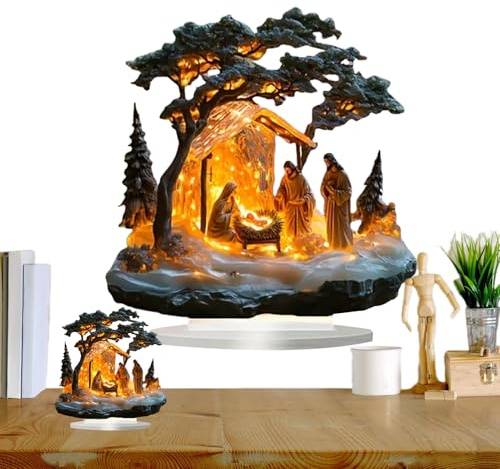 Bkljkf Belén de Navidad,Figuras de Belén - Figuras de Natividad acrílicas, Manualidades navideñas de Escritorio - clásicas y exquisitas de Natividad, decoración del hogar para alféizar de