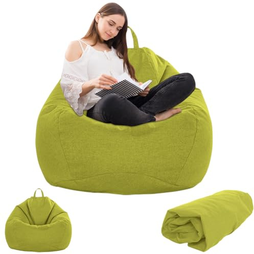 Gohytal Sittsäck för barn och vuxna, 100 x 120 cm, stor leksäck XL Bean Bag Chair, endast överdrag utan fyllning, för inomhus- och utomhusbruk, vardagsrum, Matcha dekoration