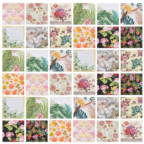 AHANDMAKER 48 Packung Decoupage Servietten 12 Stile Blumendruckpapier Cocktailpapier Dekorative Servietten Für Heimwerker Basteln Hochzeit Weihnachten Party Heimdekoration 13 Zoll