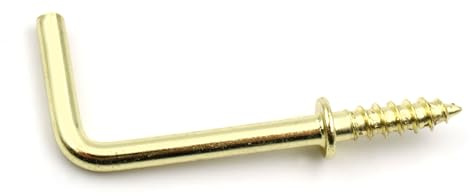 Design61 10x Schraubhaken Gerade Hakenschraube mit Beffe Wandhaken mit Gewinde Haken zum Einschrauben für Wand & Decke Vermessingt Befestigung für Seile Lampen Pflanzen (20 x 2,4 mm, 10, stück)