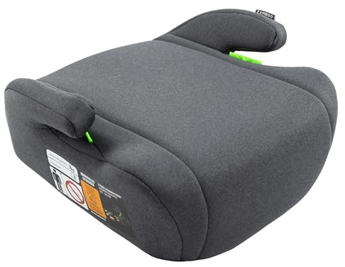 Zamboo Asiento Elevador Infantil Homologado ECE R129/04 | Alzador Coche Niño i-Size 125–150 cm - Uso con Cinturón de 3 Puntos del Vehículo - Sin Respaldo - Cómodo y Seguro - Funda Lavable - Gris
