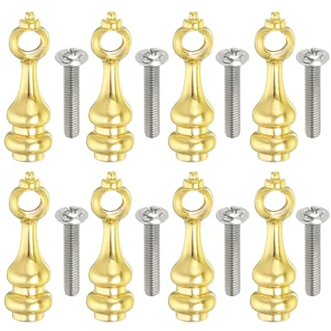 sourcing map 8 Pcs Metal Gallery Rail Post, Shelf Rail Connector with Screws, Glass Railing Post End Caps for Gallery, Shelves, Cabinets, Cart Spindles, Gold