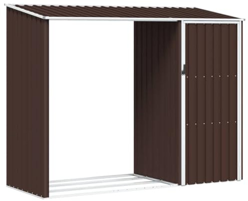 Générique Abri à Bois de Jardin Marron 245x98x159 cm Acier galvanisé,Maison & Jardin,Pelouses & Jardins,Vie en extérieur,Structures extérieures,Cabanes & abris de Jardin,46296