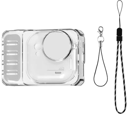 Tosuny Funda Rígida para Cámara de Acción, Cubierta Protectora de TPU con Tapa de Lente y Cordón, Kit de Accesorios Lavable, Resistente a Golpes y Arañazos para Cámaras Deportivas. (Claro)