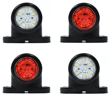 4x 6 LED LKW Begrenzungsleuchten 12/24V Positionsleuchten Seitenmarkierungsleuchten Anhänger Rot Weiß