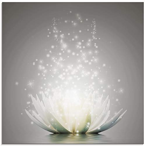 ARTland Wanddeko Glasbilder Wandbild Glas Bild einteilig Quadratisch Blumen Lotusblume Blüte Natur Seerose Abstrakt Kunst S7FD