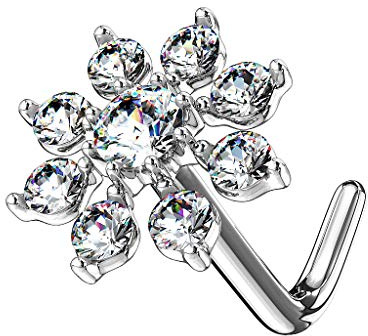 Piercingfaktor Nasenpiercing Stecker mit filigraner Kristall Blume