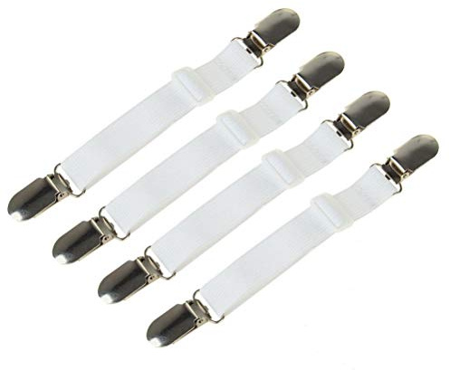 4 Stück Greifer Clips Weiß Verstellbare Bettlakenhalter Fasteners Hosenträger Straps