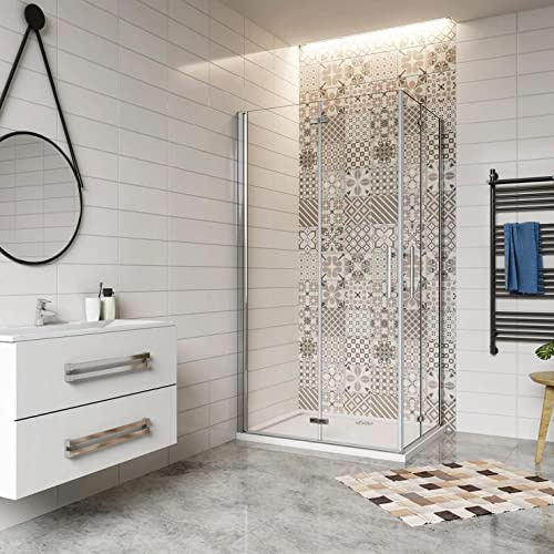 AICA SANITARIOS Mampara de Ducha Angular Plegable 70x70x195cm Transparente Vidrio Templado 6mm