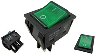 Einbau Wippschalter, 2 polig (4pin) 30A 250~28.5 * 21.9mm grün beleuchtet (1)