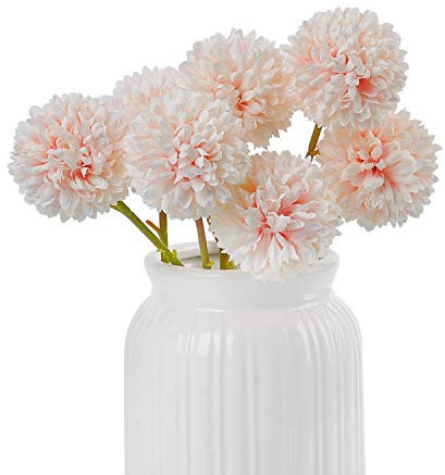 cn-Knight 24pcs Künstliche Pompons 29cm Bommel Chrysanthemen,für Hochzeit,Braut Blumenstrauß DIY,Heimdekoration,Tafelaufsätze,Champagner