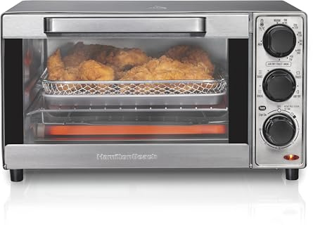 Hamilton Beach Sure-Crisp Air Fryer Toaster Oven Combo, Fits 9” Pizza, 4 Slice Capacity, Powerful Circulation, Auto Shutoff, Stainless Steel (31403)