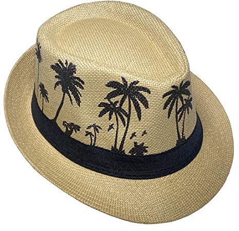 JK Home Hawaiianische Fedora-Strohhüte für Männer und Frauen, Unisex, Trilby, Panama, Sommer, Sonne, Jazz-Kostüm, Party-Kappe