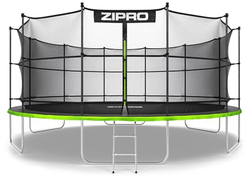 ZIPRO Trampolin Outdoor Kinder Kindertrampolin Rechteckig Bodentrampolin für Garten Gartentrampolin Eckig Groß mit Netz Sicherheitsnetz Innen Springmatte und Leiter Stabil Rahmen – JumpProIn 496cm