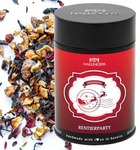 Hallingers Genuss Manufaktur Weihnachtlicher loser Früchte-Tee Rosenblüte, Kardamom & Orange Geschenk zu Advent & Weihnachten