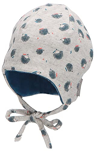 Sterntaler Baby Jungen Beanie Baby Beanie Igel Mütze - Beanie Baby, Kinderbeanie - gefüttert mit Baumwoll Fleece - hellgrau, 45