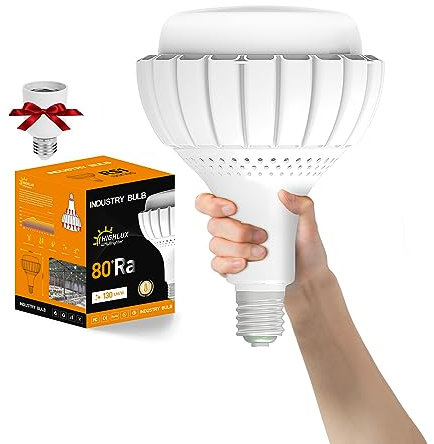 LED Birne 150W E40 Kaltweiß (Entspricht 1200W Glühbirne), LED Lampen Industrielampe mit E27 Adapter, 19500LM 6500K 120° Abstrahlwinkel Sparsam LED Leuchtmittel für Straßenlampe Werkstatt Lager Fabrik