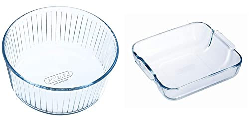 Pyrex Molde Souffle 21 CM 833, Cristal, Multicolor & Classic 1040741 - Fuente cuadrada, 25 x 21 cm