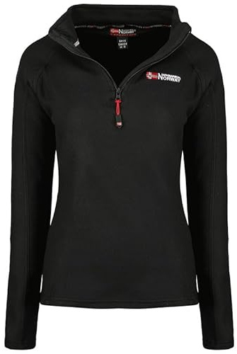 Geographical Norway Tug HZ Lady - Fleecejacke Damen Frauen Warm Schließen Zip - Jacke Fleece Herbst Winter Frühling Warm Frauen - Long Sleeve Pullover Weich Komfort Outdoor (Schwarz L)
