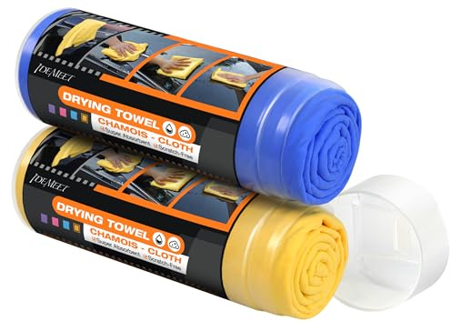 Idemeet Lot de 2 serviettes de séchage absorbantes de qualité supérieure pour voiture, 66 x 43,2 cm, super douces pour véhicule, tissu chamois réutilisable pour le séchage de la voiture, enlever la