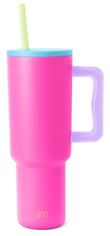 Simple Modern 40 oz Trek Tumbler with Handle and Straw Lid | Cup Holder Friendly Insulated Stainless Steel Travel Mug | 80s Mix