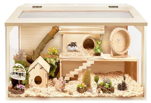 PROLEE PROLEE - Jaula de Madera para hámster Extragrande para Ratones y Ratas, Parte Superior Que se Puede Abrir con láminas acrílicas, Jaula de Animales pequeños, 24 Pulgadas