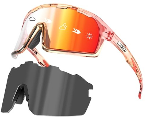 SCVCN Photochromatische Selbsttönend Fahrradbrille Polarisiert Herren Damen Sportsonnenbrille Klar Radsportbrille Radfahren MTB Radbrille Laufen Angeln Volleyball Tennis Bergsteigen Wandern S144