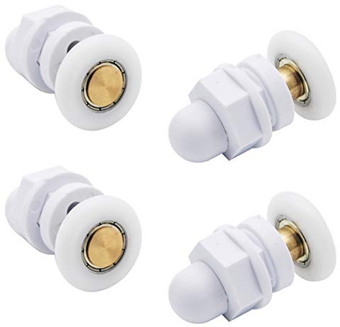 Wenxiaw 4 Stück Duschkabinen Rollen, 25mm Duschtürrollen, Weiß, für Glastüren 4-6mm Dicke, Ersatzteile Rollenführung, Dusche Duschkabine Rollen, Schiebetür Rollen, Badezimmer Zubehör
