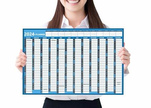 A3-Wandplaner 2024, Wandkalender, groß, Januar bis Dez, Jahresplaner, Gesamtjahresplanung, akademisches Jahresposter für Studenten, Familie, Zuhause, Schule, Büro, Arbeit, Studium, 29,7 x 42 cm