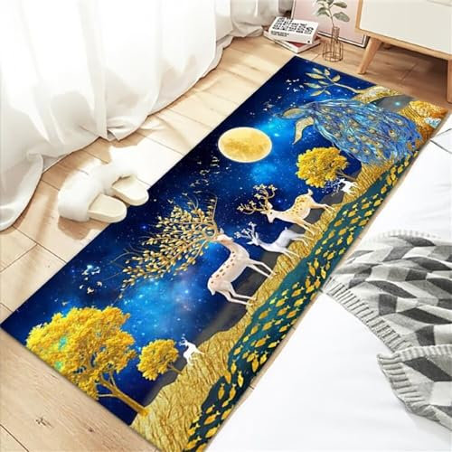 RUGMRZ Teppich Mit Muster Kinderteppich Wald Nachttischteppich, Wohnzimmerteppich, Esszimmerzubehör sind rutschfest und pflegeleicht Teppich Eingangsbereich Innen 140X200CM