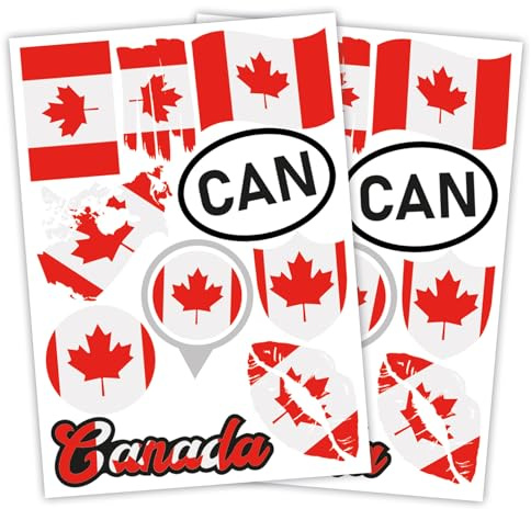 Finest Folia 2er Set DIN A4 Länderaufkleber Fahne Aufkleber Länderfahne Flagge für Auto Motorrad Sticker Länderflagge selbstklebend wetterfest R217 (29 Kanada)