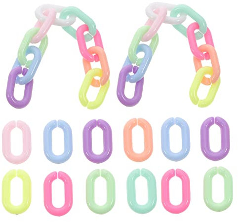 Operitacx 200 Stück Bunte Acryl Kettenglieder Verbindungsringe Kunststoff Selbstgemacht Schmuck Zubehör Für Taschenketten Brillenketten Schmuckherstellung Bastelbedarf