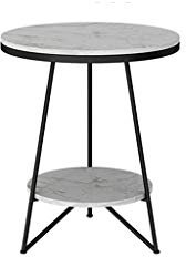 Exquisite Nachttische Marmor-Couchtisch, doppelschichtiger runder Beistelltisch aus Metall für Büro, Bücherzimmer, Empfangsraum, Empfang, Couchtisch, Korbtisch (Farbe: Schwarz, Größe: 50 x 50 x 60 cm)