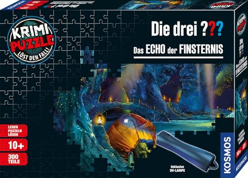 KOSMOS Die drei ??? - Krimi Puzzle - Das Echo der Finsternis, 300 Teile | Leuchtet im UV-Licht, mit UV-Lampe, Lesen, Puzzeln, Rätsel lösen, Detektiv Puzzle ab 10 Jahre