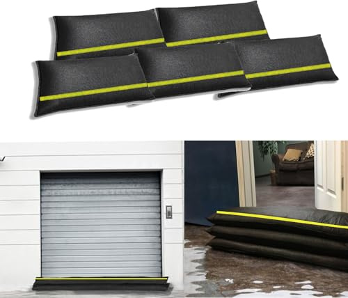 Stubotar 4 Stück Wasser aktivierter Sandsack mit reflektierendem Streifen für Hochwasserschutz Wasserabsorbierende Hochwassersperre für Tür Garage Garten aufgewertet 20x90CM