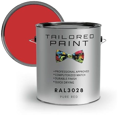 Tailored Paint uPVC Window & Door 1K Paint Brush or Spray On - Satin Finish - RAL3028, Pure Red - 250ml Tin