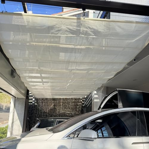 Sonnensegel Wellenweißes Sonnensegel für Pavillon-Carport, Einziehbares Sonnenschutz-Hitzeschild-Baldachin in U-Form, HDEP-Schattentuch mit Aufschiebbaren Drahtseilbeschlägen (Color : W x L, Size :
