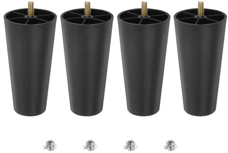 sourcing map 5.5 inch Plastic Furniture Legs, Set of 4 Round Tapered Table Sofa Cabinet Bed Legs, Replacement Furniture Couch Feet with M8 Hanger Bolts