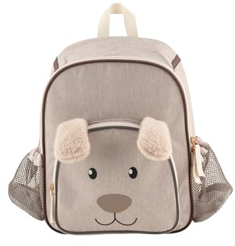 Sterntaler Kinderrucksack Hund Lucky - aus wasserabweisendem Polyester, wetterfest mit gepolsterten Schultergurten, Brustgurt & reflektierenden Designelementen - für Kindergarten & Unterwegs, beige
