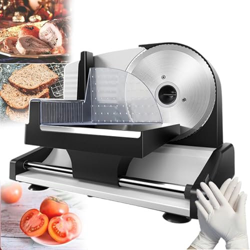 forplubossmmp Trancheuse À Viande 200 W Trancheuse Électrique De Charcuterie/Machine À Trancher Les Légumes/Épaisseur Réglable (1-15 Mm) pour Un Usage Commercial Et Domestique Pain Au Fromage