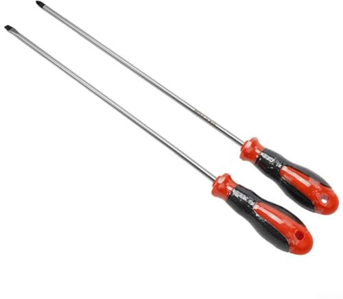 Lot de 2 tournevis cruciformes en alliage d'acier de 30,5 cm de long, tournevis cruciforme magnétique avec poignée en caoutchouc